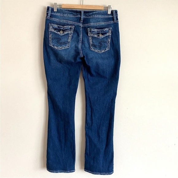SILVER Suki Slim Bootcut Jeans Faux Flap Pockets Women's Size 29X31 Dark Wash - Picture 3 of 11
